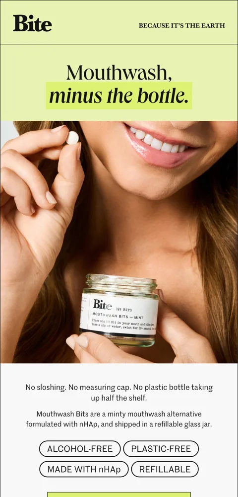 Sample email: Mouthwash minus the bottle